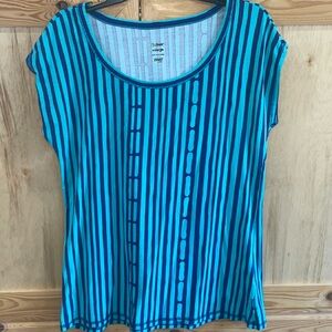 Zumba Blue Striped Women's knit Top tee shirt size XXL